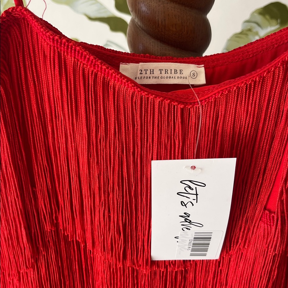 12th Tribe Red Fringe Romper - Picture 3 of 3